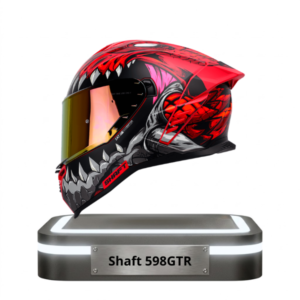 Casco integral Shaft 598 GTR color rojo con gráficos de monstruo