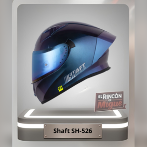 Casco de moto integral Shaft SH-526 SP EVO color azul oscuro metalizado con visor azul espejo.