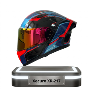 Casco integral Xecuro XR 217 color azul, rojo y gris con visor