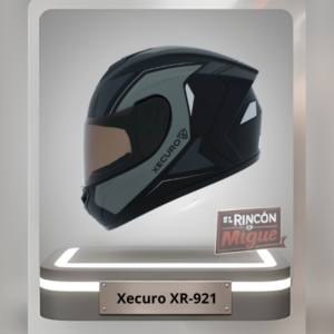 Casco integral Xecuro XR-921 color negro y gris mate con diseño de paneles texturizados y visor polarizado.