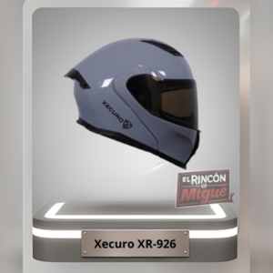 Casco integral para motociclista Xecuro XR-926 color gris sólido con visor oscuro.