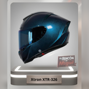 Casco integral Xtrong XTR-326 color azul oscuro escarchado brillante con visor azulado.