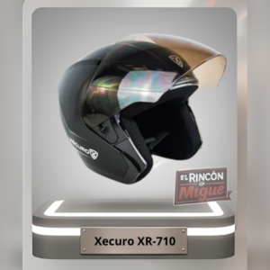 Casco para moto Xecuro XR-710 negro abatible con doble visor, disponible en El Rincón de Migue.