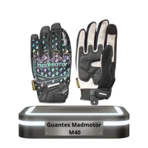 Guantes Madmotori M40 con detalles gráficos en verde y gris