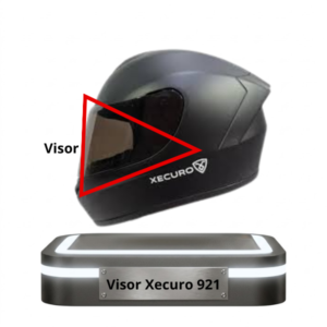 Casco Xecuro 921 con su visor oscurecido resaltado por un contorno rojo